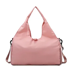 Gym Tote Bag with Shoe Compartment for Women Travel Duffel Bag Yoga Mat Holder Pink