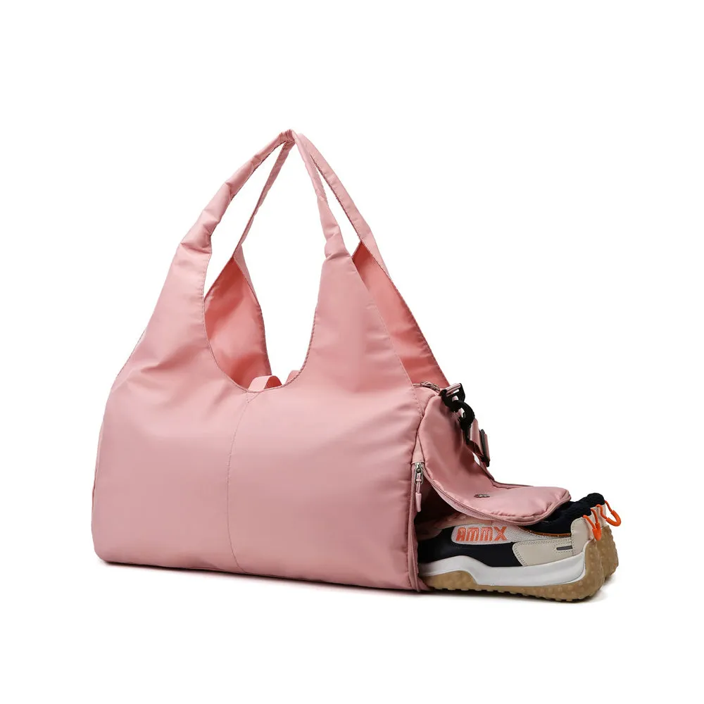 Gym Tote Bag with Shoe Compartment for Women Travel Duffel Bag Yoga Mat Holder Pink