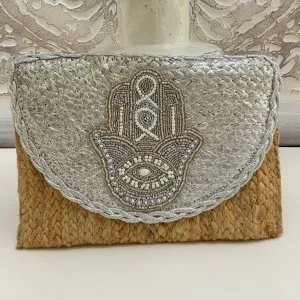 Hamsa Hand Embellished Boho Clutch