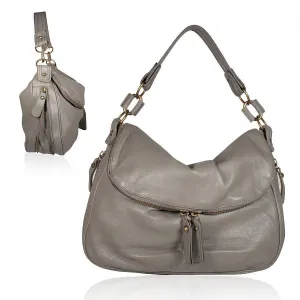 Handbag Lamb Leather Sasha Shoulder Gray XL ts10-15 (DM02)