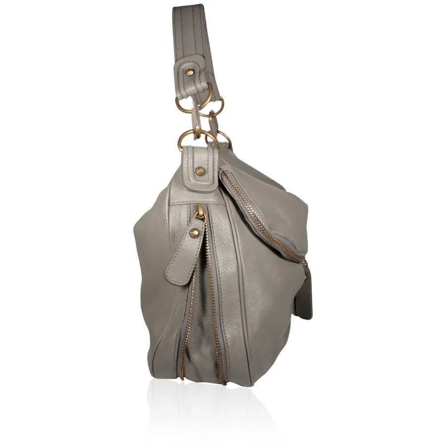 Handbag Lamb Leather Sasha Shoulder Gray XL ts10-15 (DM02)