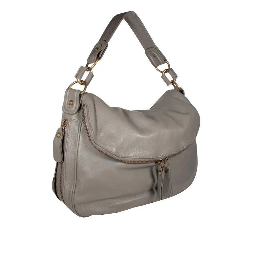 Handbag Lamb Leather Sasha Shoulder Gray XL ts10-15 (DM02)