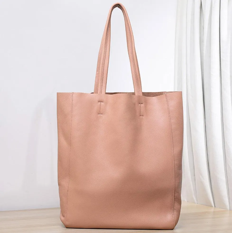 Handcrafted Leather Tote Bag | Grain Leather Large Tote Bag |  Birthday gift for her, yellow, Shell Pink, Caramel, Black Blue Gift For Her
