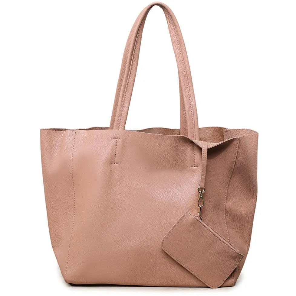 Handcrafted Leather Tote Bag | Grain Leather Large Tote Bag |  Birthday gift for her, yellow, Shell Pink, Caramel, Black Blue Gift For Her