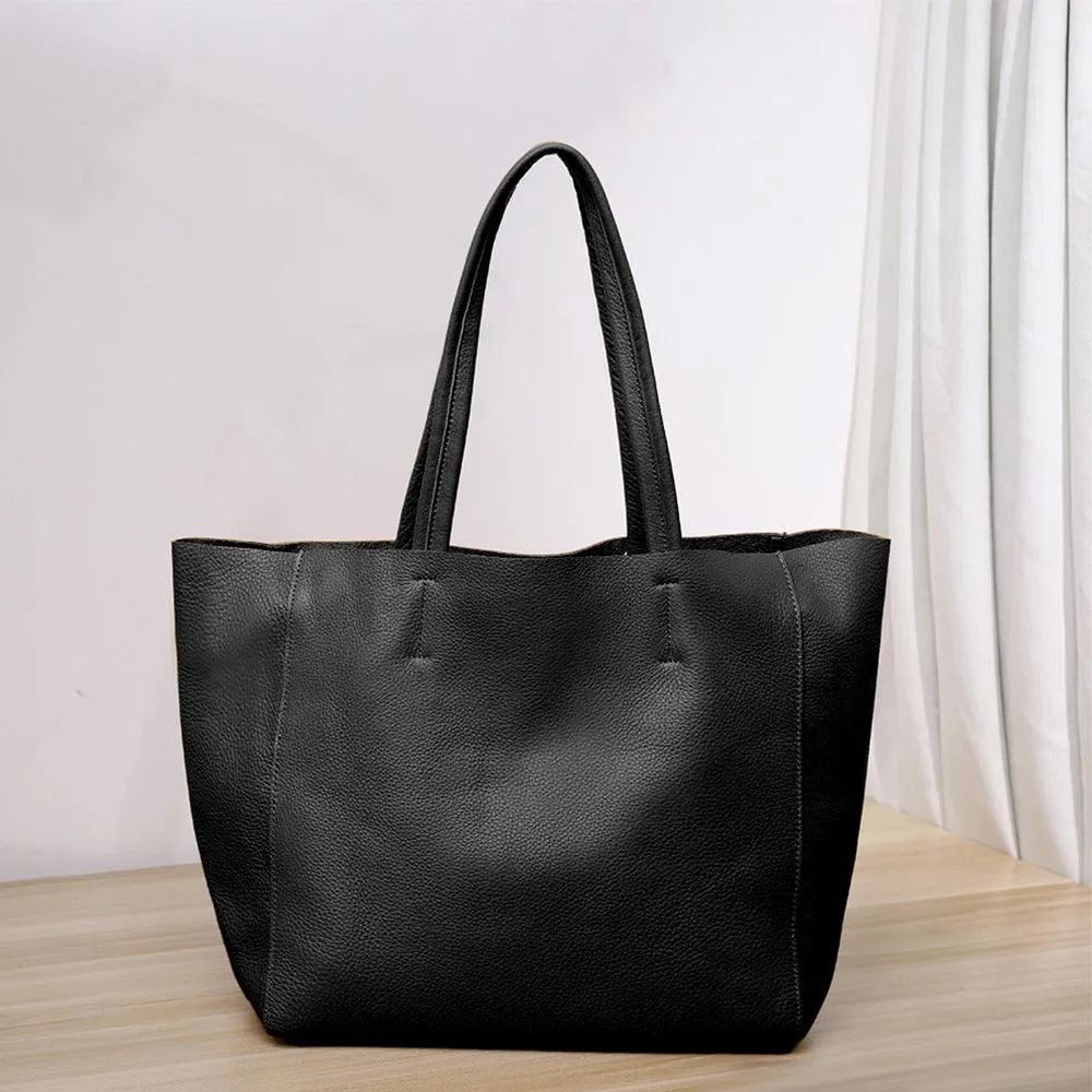 Handcrafted Leather Tote Bag | Grain Leather Large Tote Bag |  Birthday gift for her, yellow, Shell Pink, Caramel, Black Blue Gift For Her