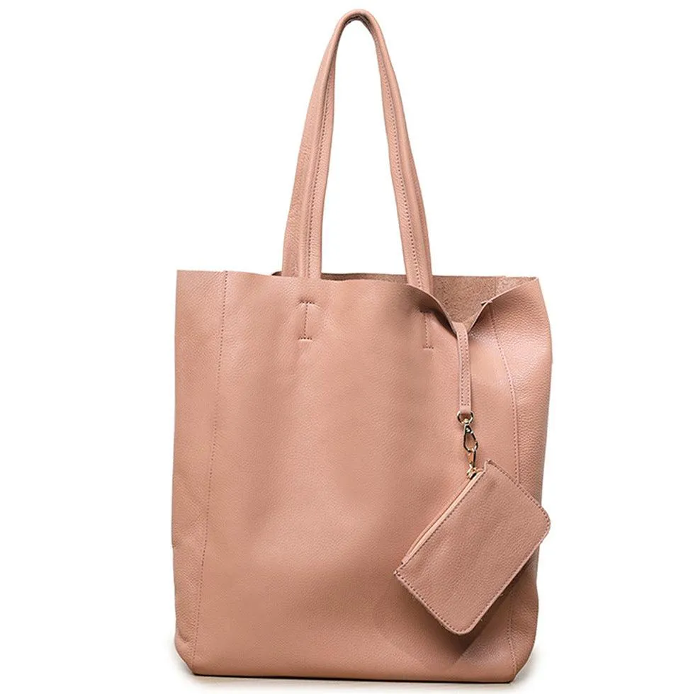 Handcrafted Leather Tote Bag | Grain Leather Large Tote Bag |  Birthday gift for her, yellow, Shell Pink, Caramel, Black Blue Gift For Her