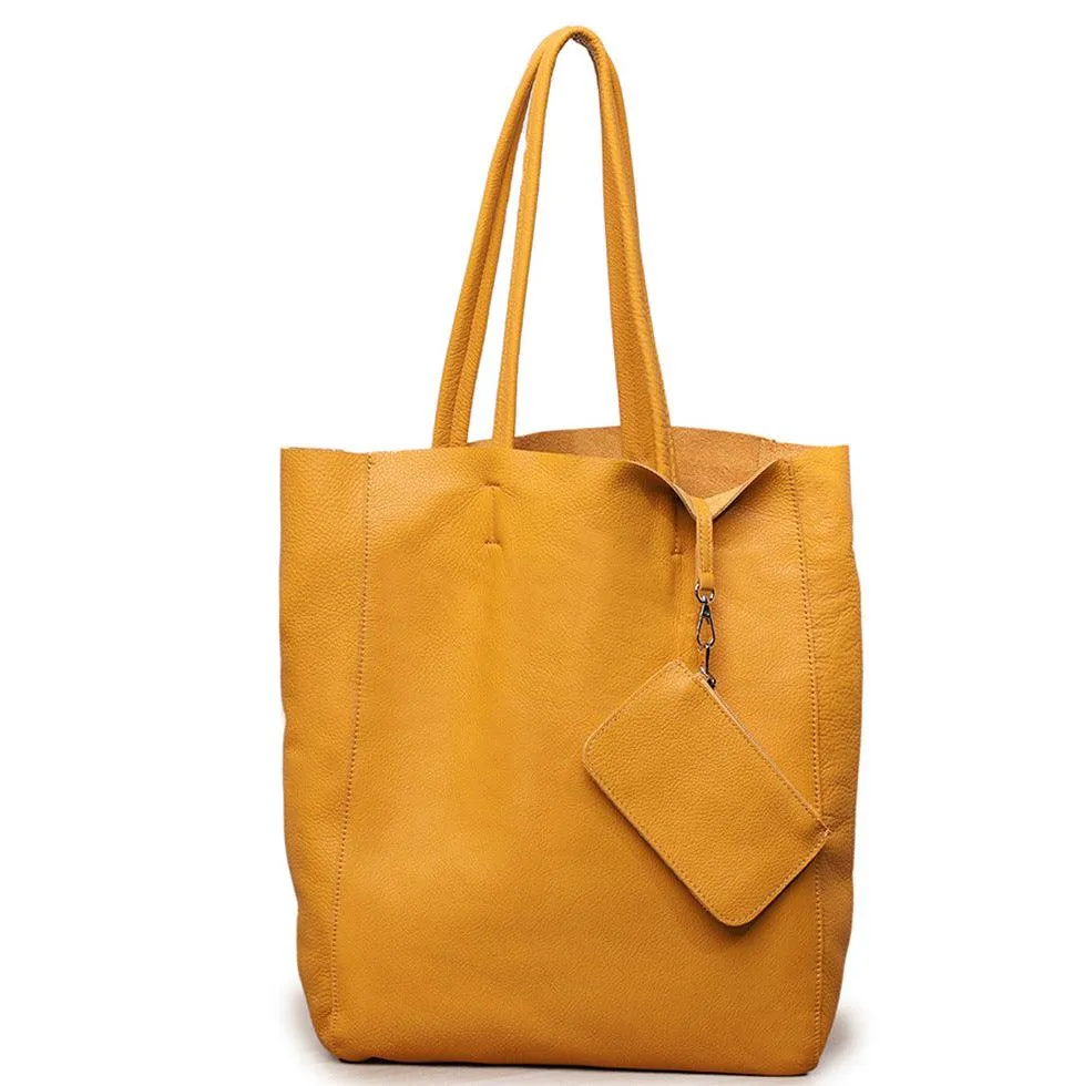 Handcrafted Leather Tote Bag | Grain Leather Large Tote Bag |  Birthday gift for her, yellow, Shell Pink, Caramel, Black Blue Gift For Her