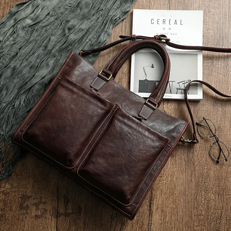 Handmade Veg Tanned Leather Business Laptop Bag for Men 2028