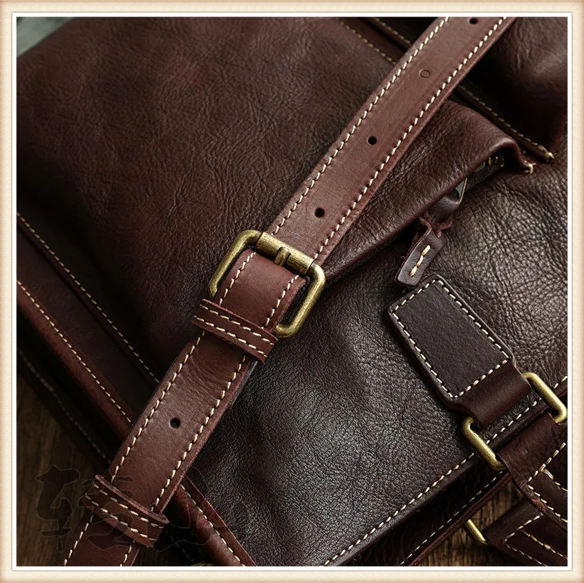 Handmade Veg Tanned Leather Business Laptop Bag for Men 2028