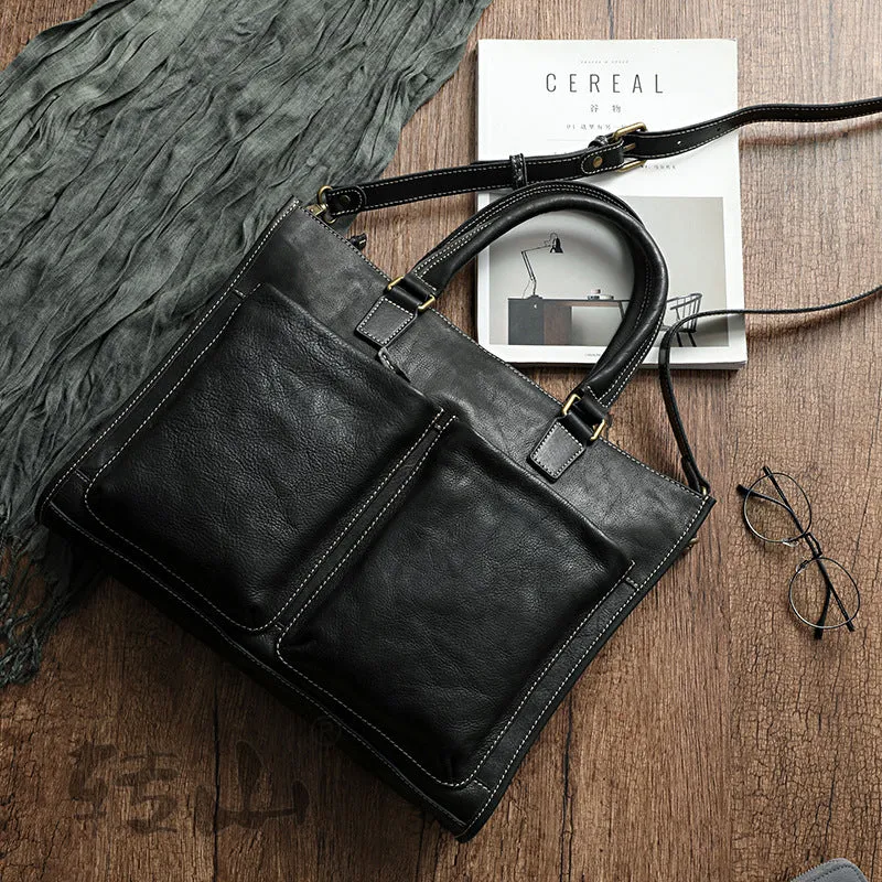 Handmade Veg Tanned Leather Business Laptop Bag for Men 2028