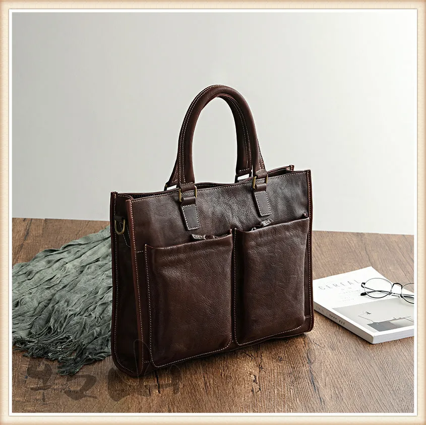 Handmade Veg Tanned Leather Business Laptop Bag for Men 2028
