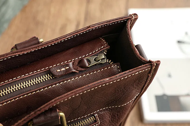Handmade Veg Tanned Leather Business Laptop Bag for Men 2028