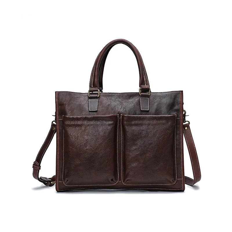 Handmade Veg Tanned Leather Business Laptop Bag for Men 2028