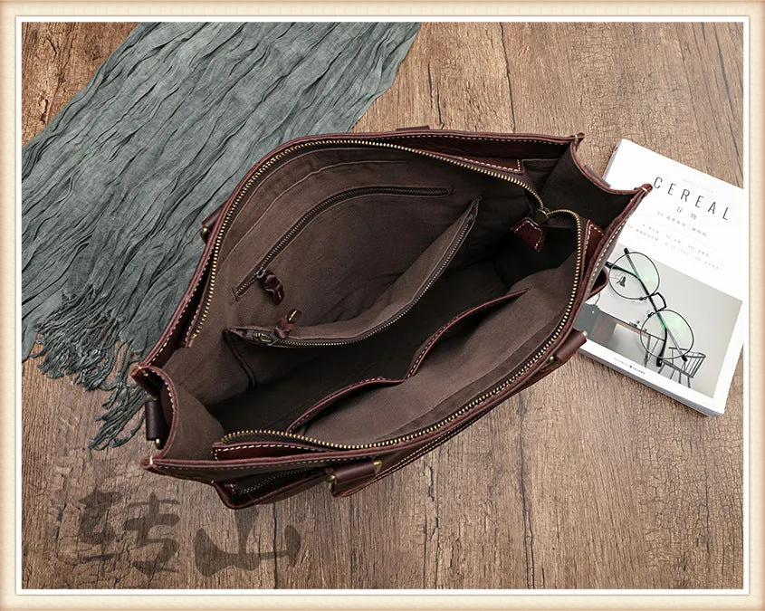 Handmade Veg Tanned Leather Business Laptop Bag for Men 2028