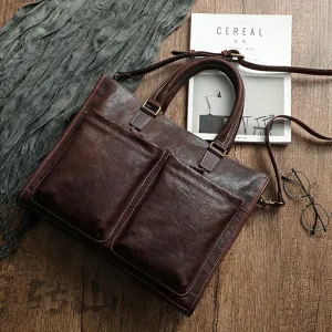 Handmade Veg Tanned Leather Business Laptop Bag for Men 2028