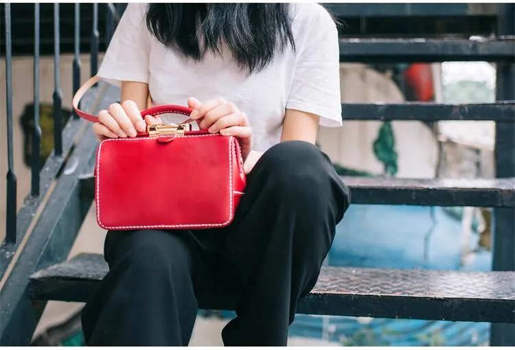 Handmade Womens Leather Doctor Handbag Purse Small Side Bag Doctor Bags for Women