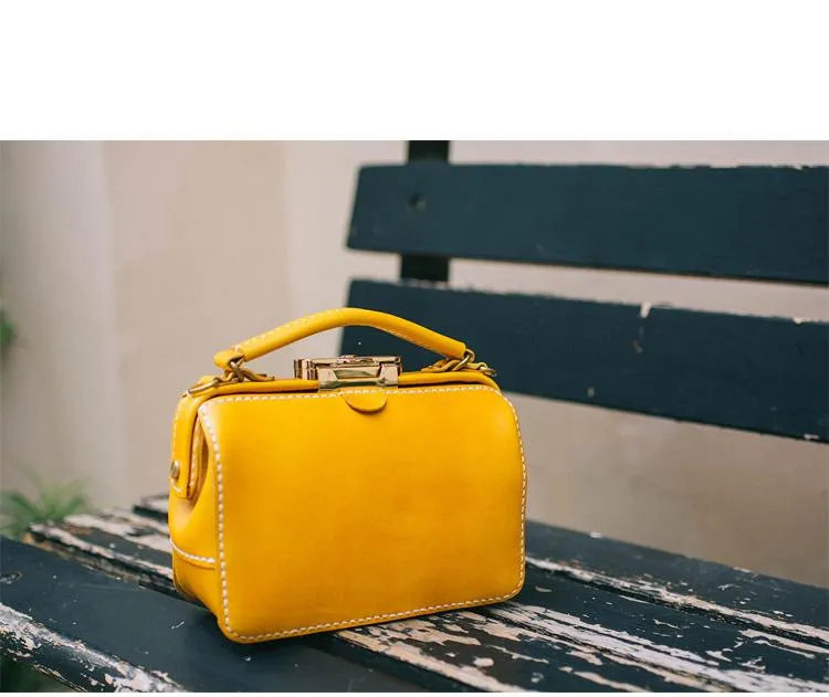 Handmade Womens Leather Doctor Handbag Purse Small Side Bag Doctor Bags for Women