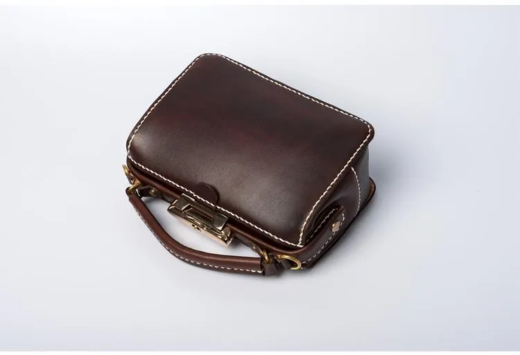 Handmade Womens Leather Doctor Handbag Purse Small Side Bag Doctor Bags for Women