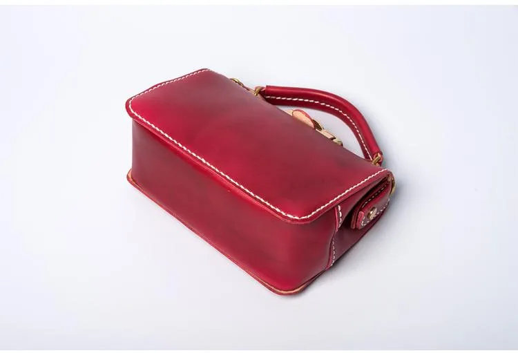 Handmade Womens Leather Doctor Handbag Purse Small Side Bag Doctor Bags for Women