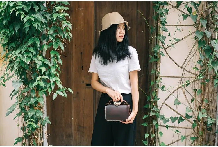 Handmade Womens Leather Doctor Handbag Purse Small Side Bag Doctor Bags for Women