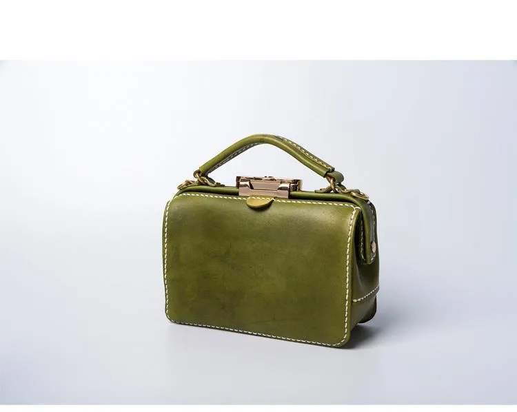 Handmade Womens Leather Doctor Handbag Purse Small Side Bag Doctor Bags for Women