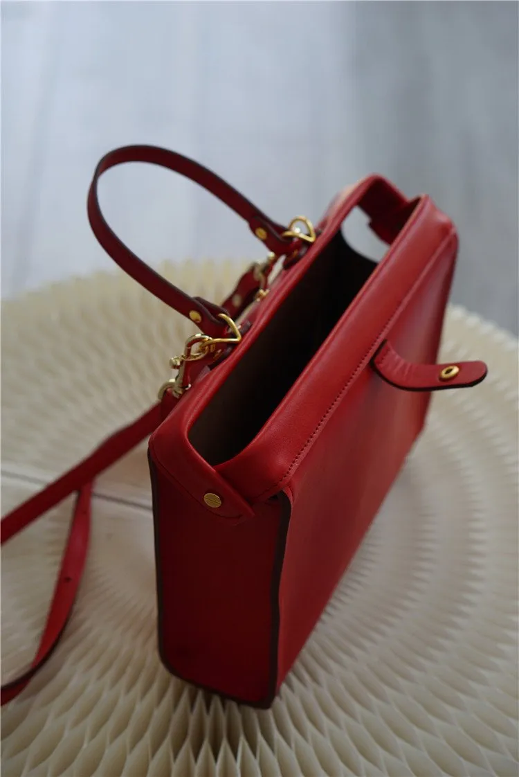 Handmade Womens Stylish Dark Green Leather Doctor Handbag Side Purses Doctor Purses for Women