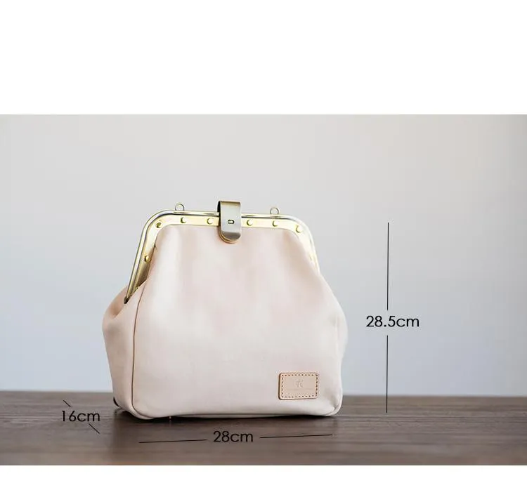 Handmade Womens White Leather Doctor Backpack Purse Shoulder Doctor Handbag for Women
