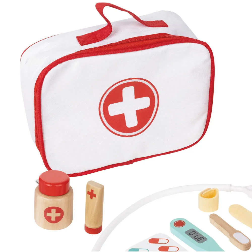 Hape 9-Piece Little Doctor Play Set - Medical Carry Bag with Wooden Accessories