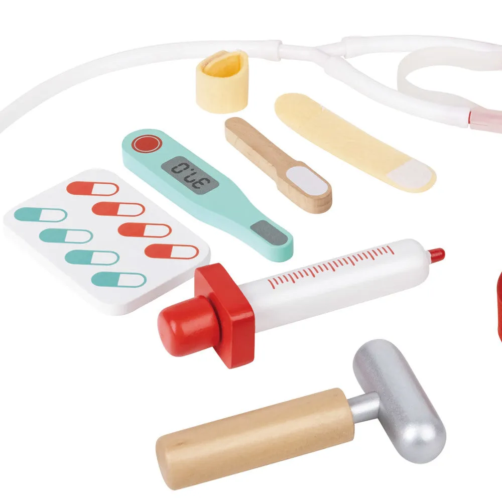 Hape 9-Piece Little Doctor Play Set - Medical Carry Bag with Wooden Accessories