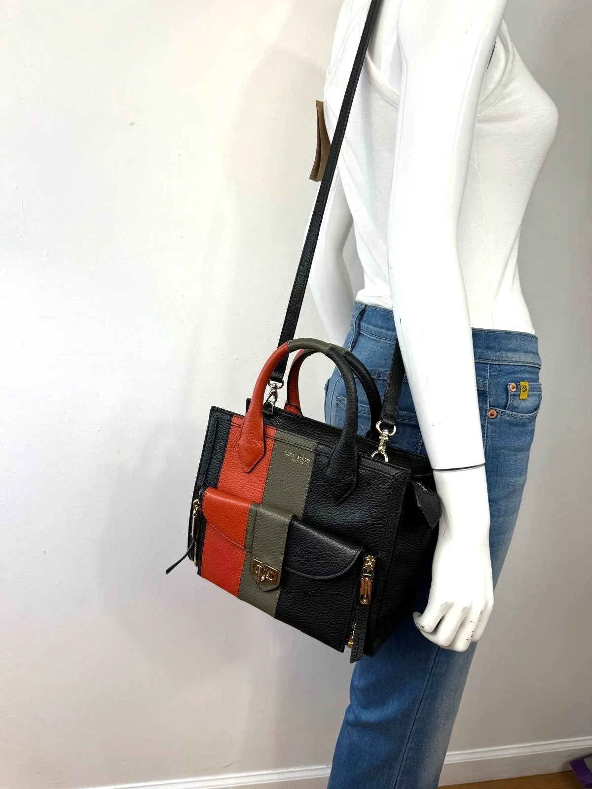 HENRI BENDEL RIVINGTON LEATHER CONVERTIBLE TOTE/ CROSSBODY BAG