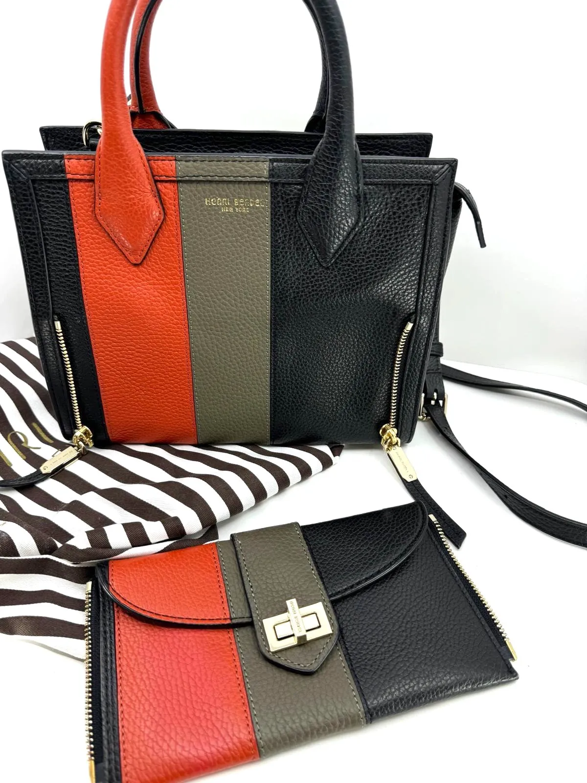 HENRI BENDEL RIVINGTON LEATHER CONVERTIBLE TOTE/ CROSSBODY BAG