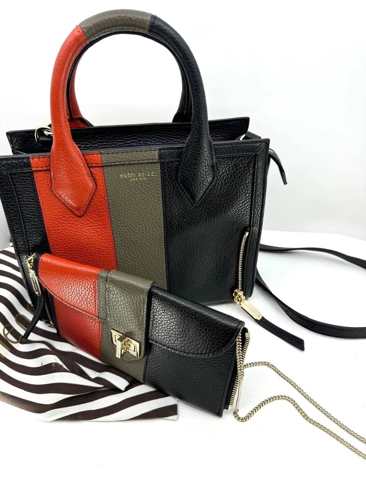 HENRI BENDEL RIVINGTON LEATHER CONVERTIBLE TOTE/ CROSSBODY BAG