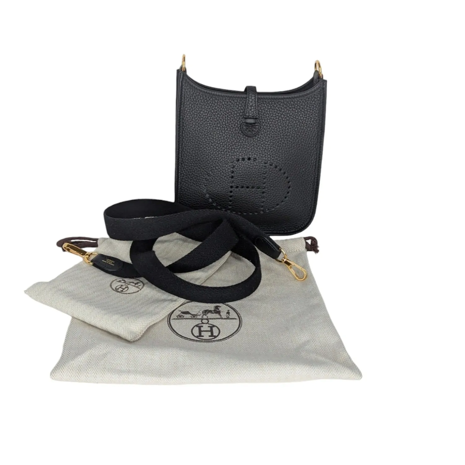 Hermès 2022 Black Clemence Evelyne TPM Mini Crossbody