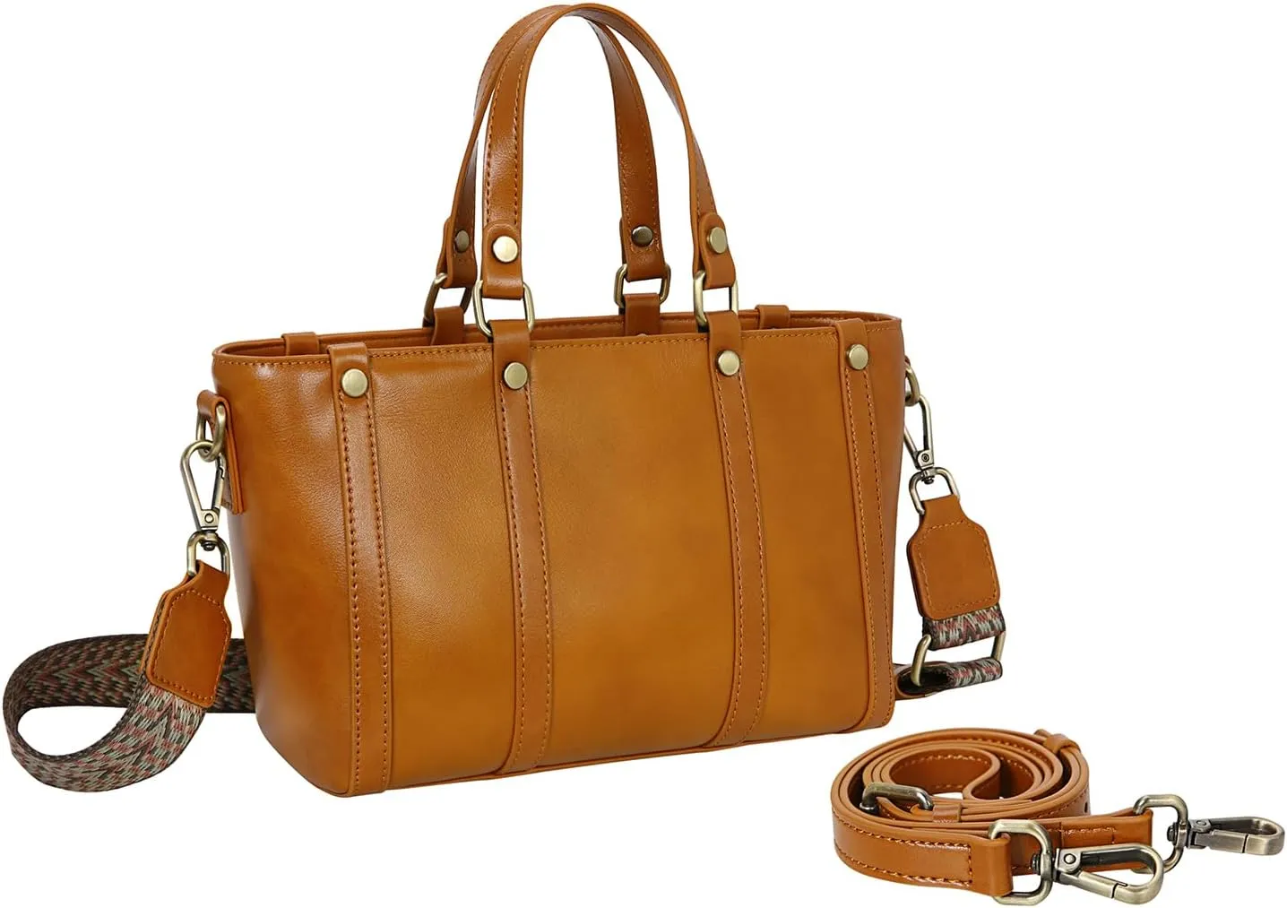 HESHE Genuine Leather Handbags for Women Satchel Bag Tote Purse Designer Crossbody Bags with Two Adjustable Straps