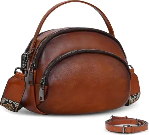 HESHE Genuine Leather Purses for Women Stylish Crossbody Bags Functional Pockets Travel Cross Body Purse Satchel Handbags