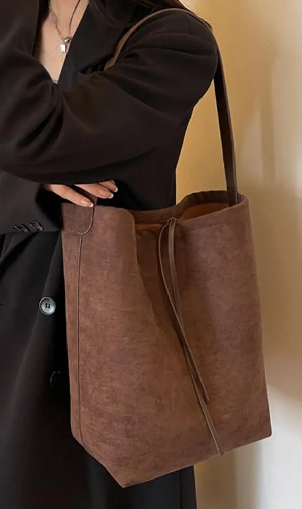 Hobo Bags for Women Vegan Leather Handbag Suede Hobo Bags Bucket Shoulder Bag Purse Tote Handbag Fashion Designer Bag