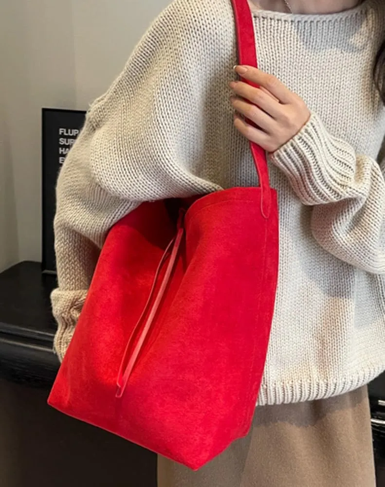Hobo Bags for Women Vegan Leather Handbag Suede Hobo Bags Bucket Shoulder Bag Purse Tote Handbag Fashion Designer Bag