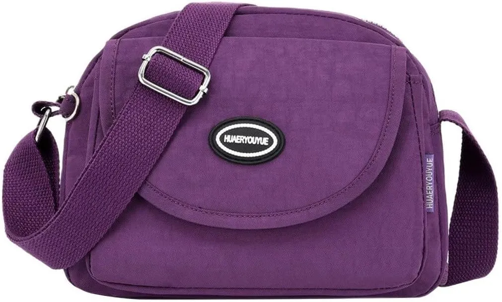 Hobo Crossbody Bags for Women Crossbody Purses and Handbags Lightweight Pocketbook Nylon Quilted Shoulder Purse(Purple)