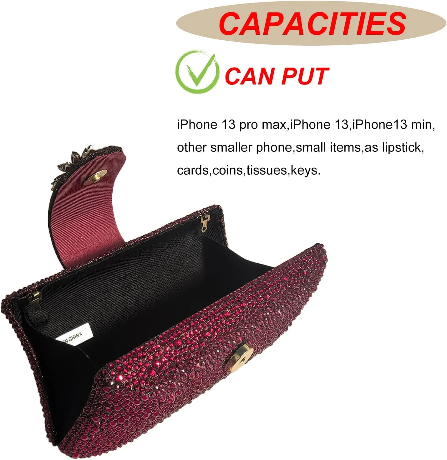 HUANG ZHUANG Elegant Flower Clutch Solid Rhinestone Handbags For Women Evening Bag Party Purse Bridal Prom Bag