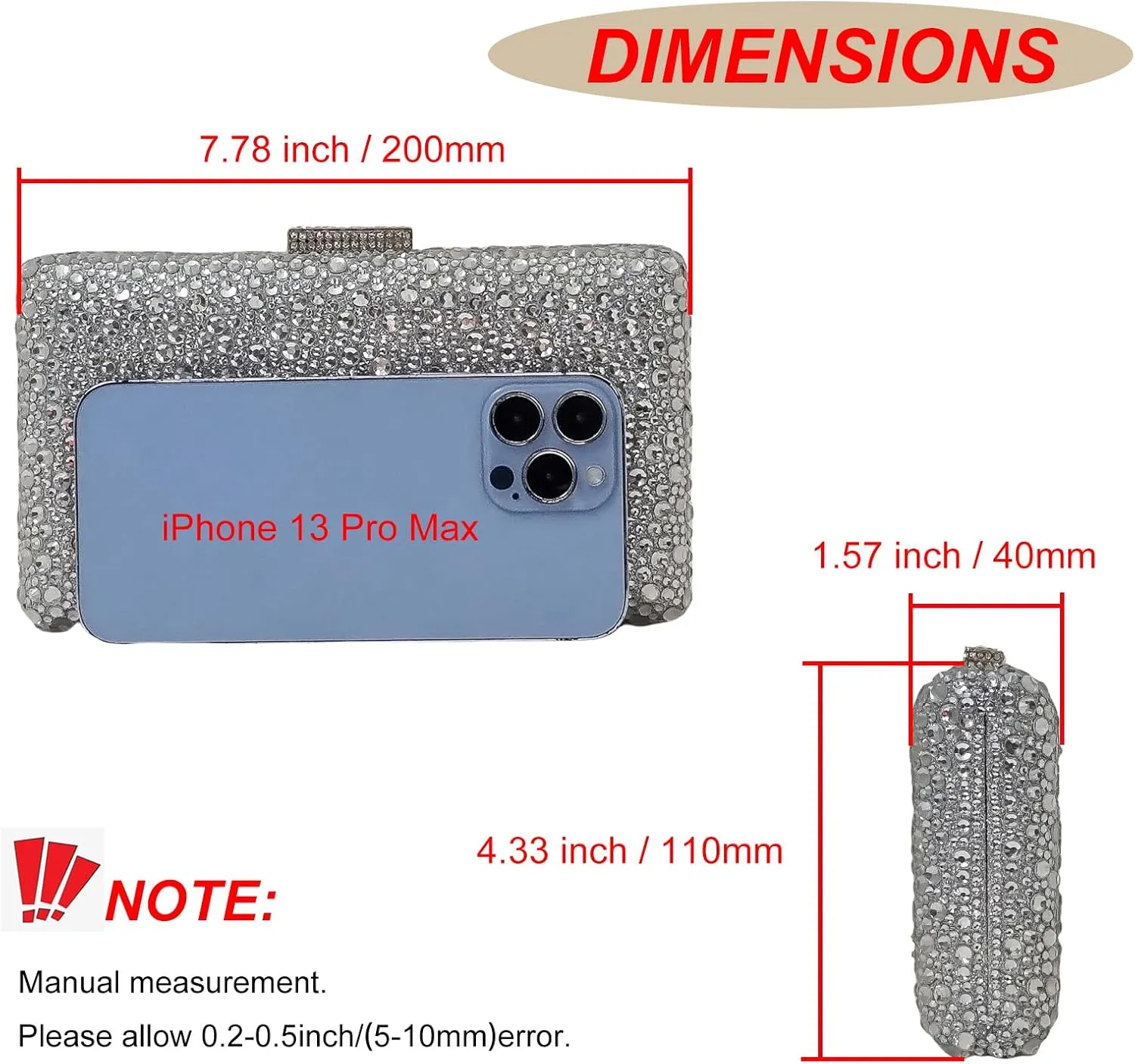 HUANG ZHUANG Sparkly Gem Clutch Rhinestone Handbags Crystal Purse For Women Party Purse Wedding Evening Bag