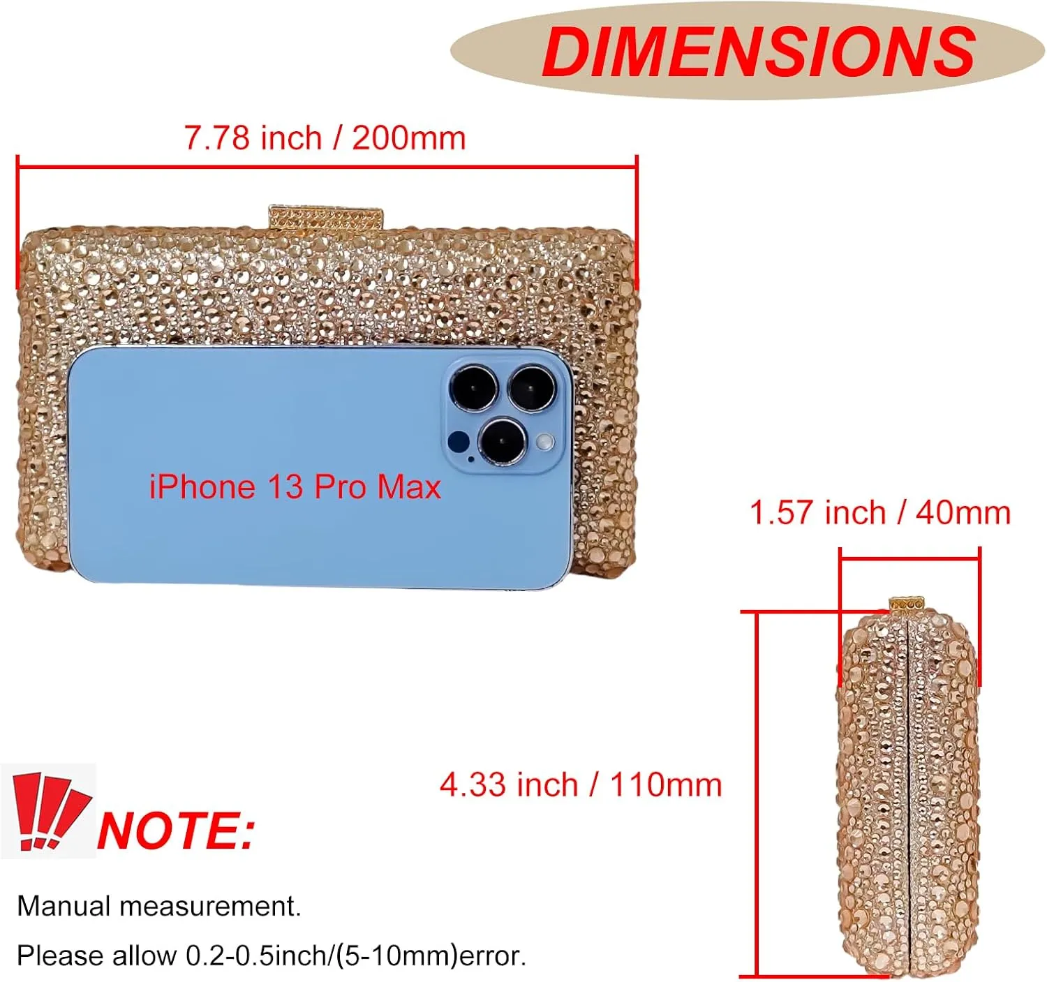 HUANG ZHUANG Sparkly Gem Clutch Rhinestone Handbags Crystal Purse For Women Party Purse Wedding Evening Bag