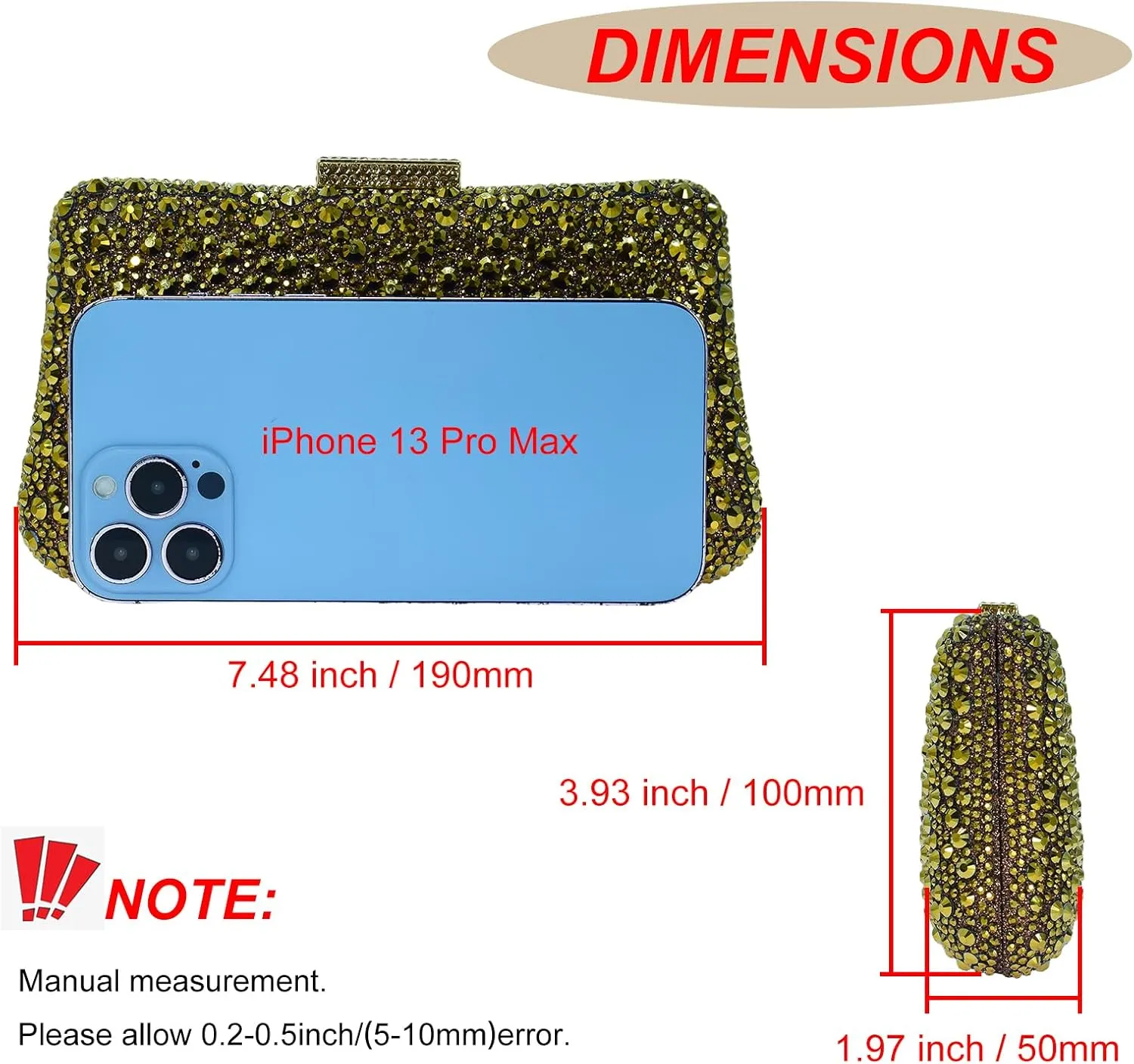 HUANG ZHUANG Women Evening Handbag Sparkly Rhinestone Clutch Handbags Crystal Purse Gem Party Purse Wedding Evening Bag