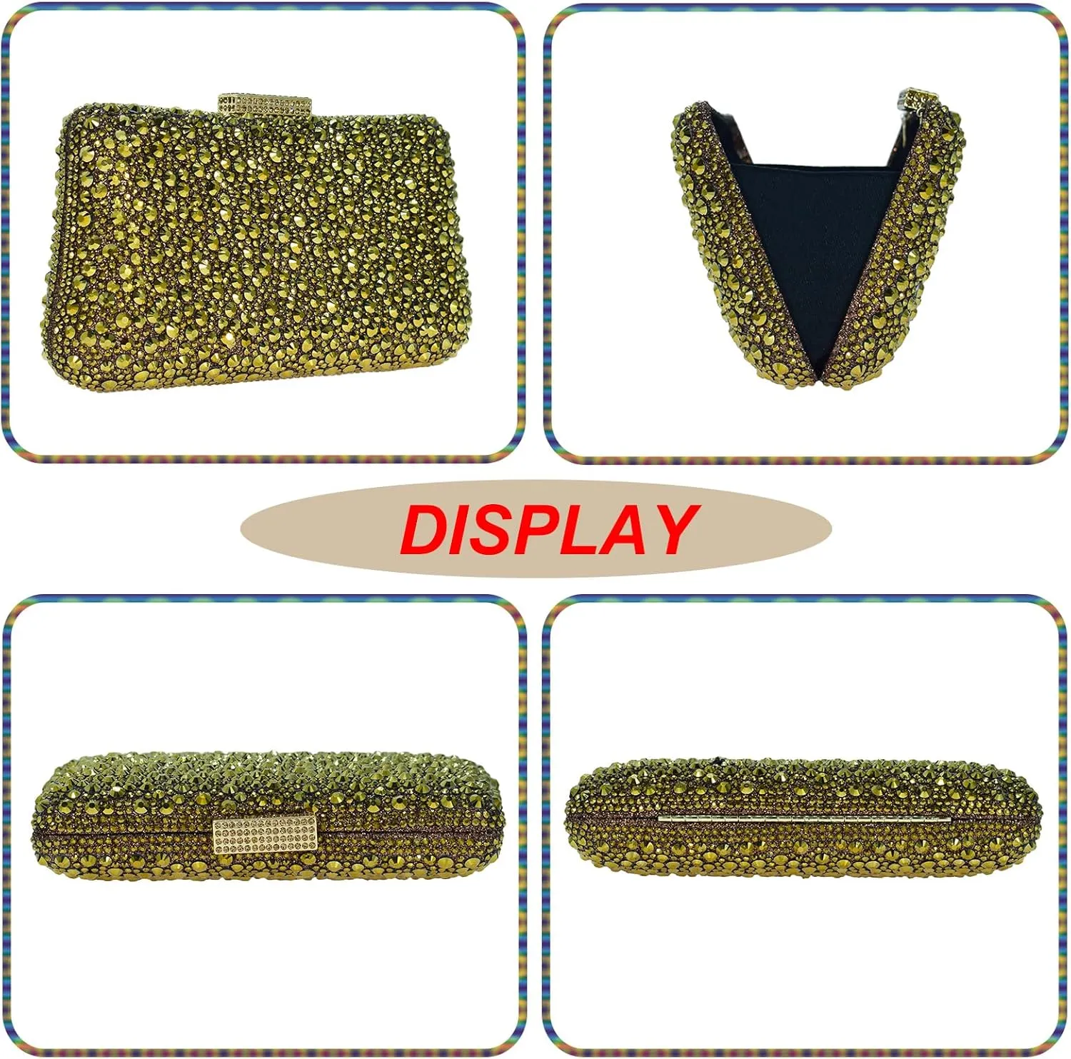 HUANG ZHUANG Women Evening Handbag Sparkly Rhinestone Clutch Handbags Crystal Purse Gem Party Purse Wedding Evening Bag