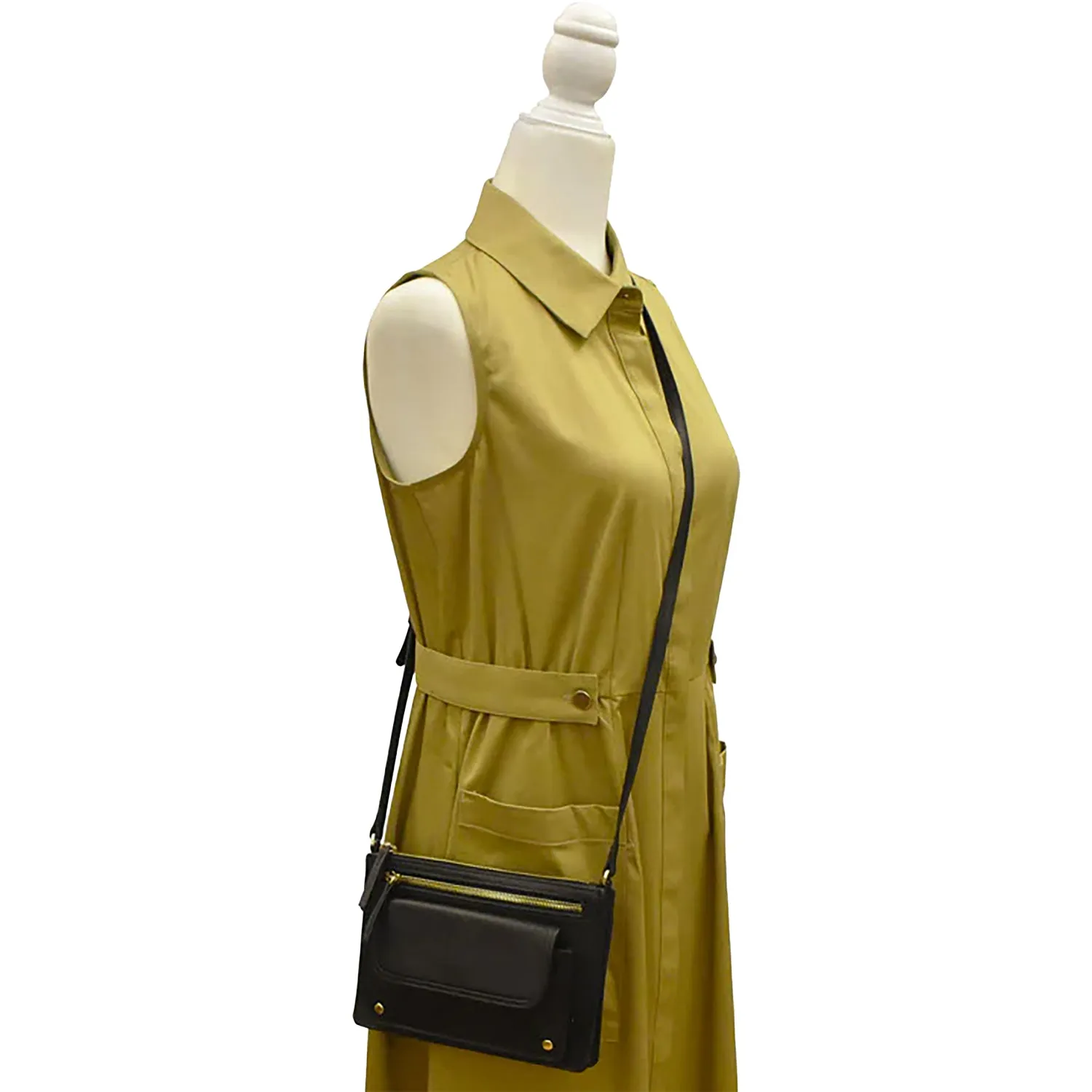 ili New York Multi Color Slim Crossbody Black Leather