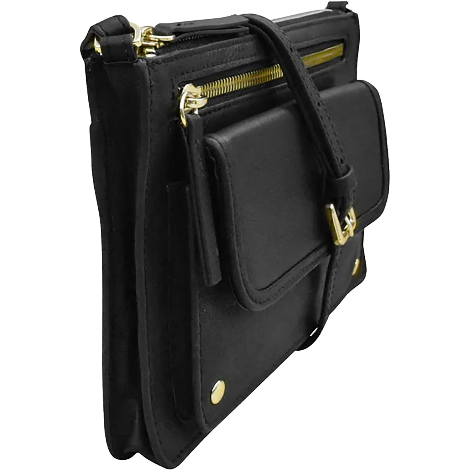 ili New York Multi Color Slim Crossbody Black Leather