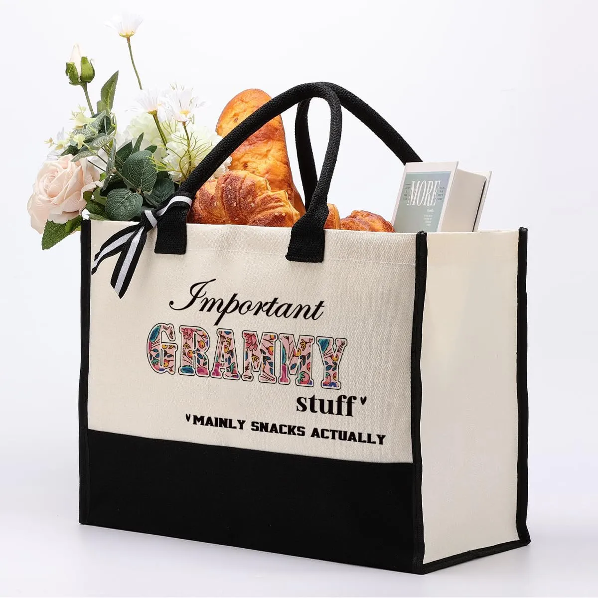 Important Grammy Stuff Bag, Canvas Tote Bag for Gifting, Grammy Gift Utility Tote, Shoulder Beach Bag Gift, Women Cotton Canvas Handbags, Grammy Birthday Gift, Mother's Day for Her Mom Grammy Grandma
