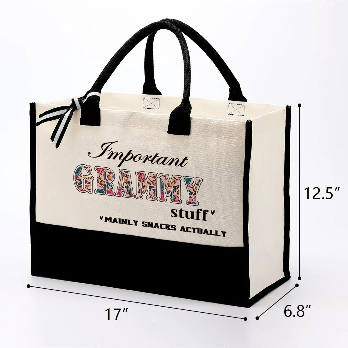 Important Grammy Stuff Bag, Canvas Tote Bag for Gifting, Grammy Gift Utility Tote, Shoulder Beach Bag Gift, Women Cotton Canvas Handbags, Grammy Birthday Gift, Mother's Day for Her Mom Grammy Grandma