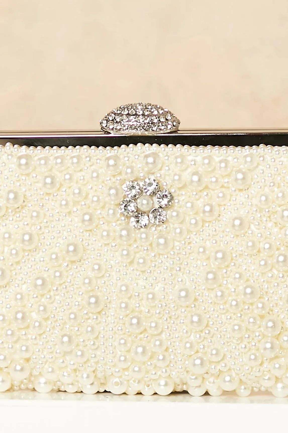 Ivory Pearl And Crystal Clutch Bag