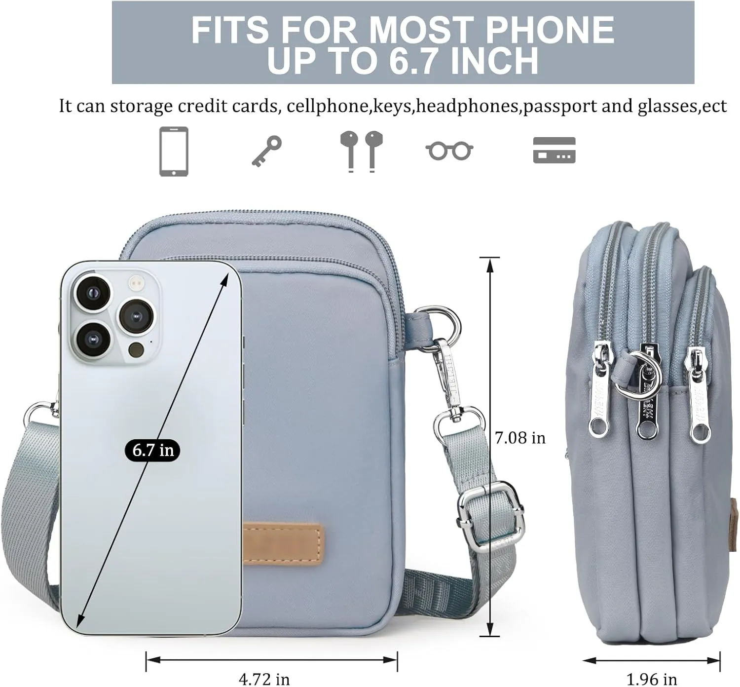JANKS Small Crossbody Bag for Women Mini Cell Phone Bag Travel Pouch Wallet Purses Adjustable Over Shoulder Strap