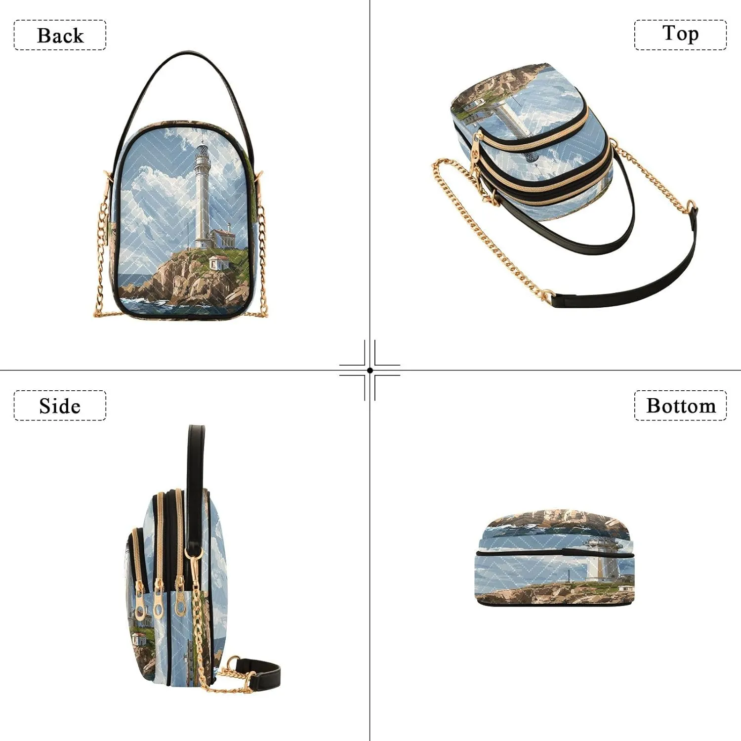Joisal Starry Night Village Crossbody Bags, Women's Purses and Handbags Triple Zip Women Shoulder Bag